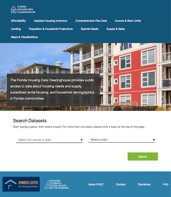 Florida Housing Data Clearinghouse screenshot